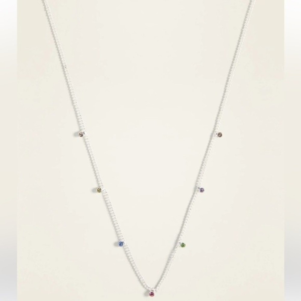 Rose Gold Toned Rhinestone Station Necklace